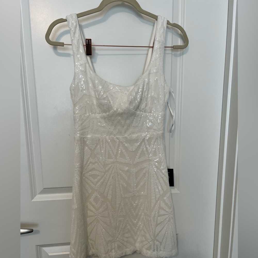 Lulus white sequin mini dress, NWT, Sz small
